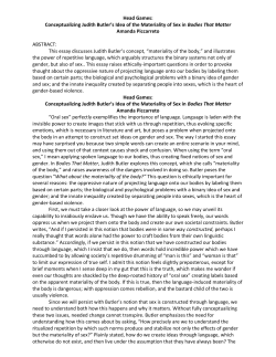 Head Games: Conceptualizing Judith Butler`s Idea of the Materiality