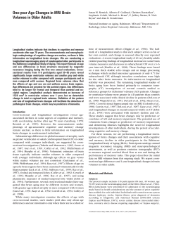 One-year Age Changes in MRI Brain Volumes in Older Adults
