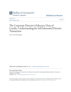 The Corporate Director`s Fiduciary Duty of Loyalty