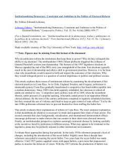 Institutionalizing Democracy: Constraint and Ambition in the Politics
