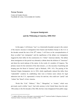Teresa Tavares European Immigrants and the Whitening of America