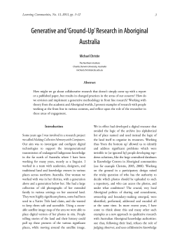 Generative and `Ground-Up` Research in Aboriginal Australia