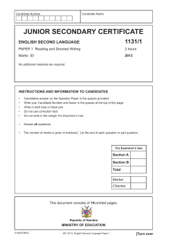 junior secondary certificate - Ministry of Education Namibia