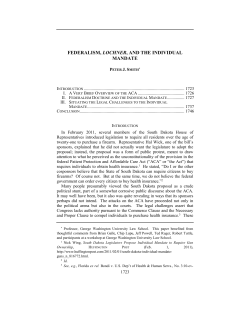 federalism, lochner, and the individual mandate