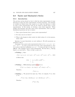 6.8 Taylor and Maclaurin`s Series