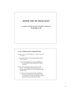 Lecture Twelve (includes Causal Theories)