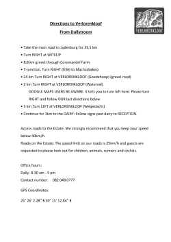 Directions to Verlorenkloof From Dullstroom