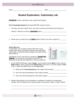 Calorimeter Worksheet
