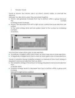 I. Periodic Trends Trends in Atomic Size Atomic