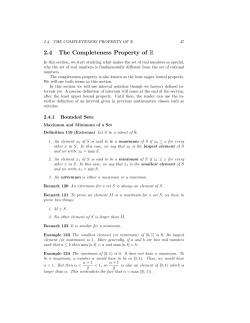 2.4 The Completeness Property of R