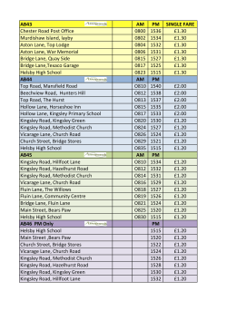 AB43 AM PM SINGLE FARE Chester Road Post Office 0800 1536