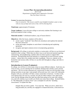 Lesson Plan: Incorporating Quotations Sara Cook