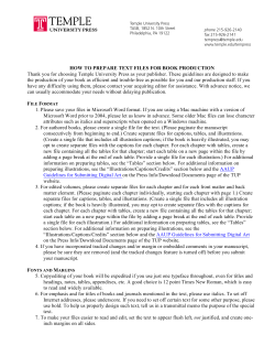 HOW TO PREPARE TEXT FILES FOR BOOK PRODUCTION Thank