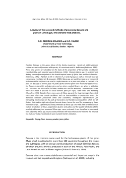 A review of the uses and methods of processing banana and plantain