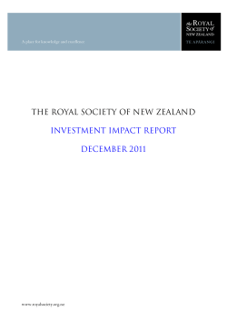 2011 Investment Impact Report - Royal Society of New Zealand