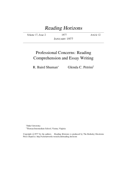 Professional Concerns: Reading Comprehension and Essay Writing