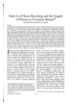 Aspects of Horse Breeding and the Supply of Horses in Victorian