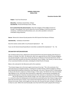 Ottawa Diocese Motion to General Synod on Fossil Fuel Divestment