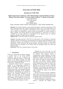 Overview of TASS 2016 - CEUR Workshop Proceedings