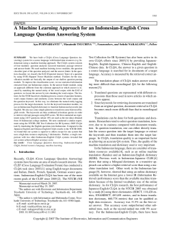 A Machine Learning Approach for an Indonesian