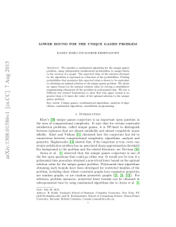 Lower Bound for the Unique Games Problem