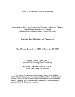 Character Based Selection and Assessment