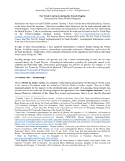 Fur Trade Contracts during the French Regime - French