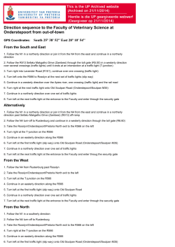 Directions > University of Pretoria - University of Pretoria Archived