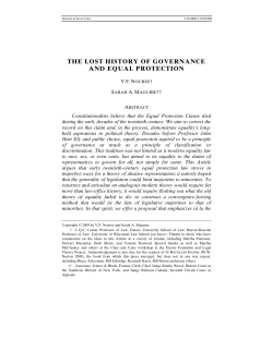 The Lost History of Governance and Equal Protection