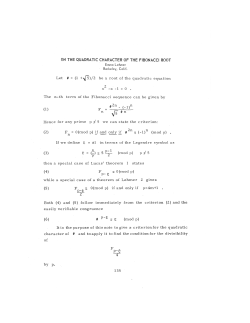 Let $ = (1 +iJ~5)/2 be a root of the quadratic equation x2 -x