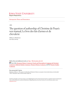 The question of authorship of Christine de Pisan`s war manual, Le