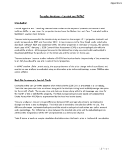 Re-sales Analyses - Lansink and MPAC