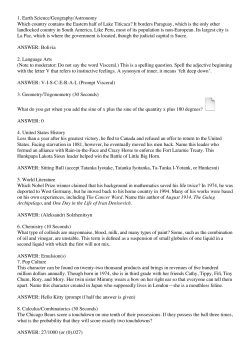 1. Earth Science/Geography/Astronomy Which country contains the