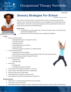 Occu upatio onal T Thera apy N News sletter r