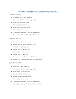 HOLIDAY AND ADMINISTRATIVE CLOSING