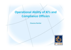 Operational Ability of KI`s and Compliance Officers