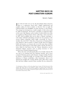 Matteo Ricci in Post-Christian Europe