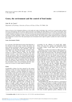 Genes, the environment and the control of food intake