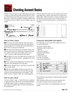 Checking Account Basics, continued