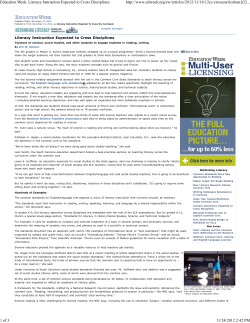 Literacy Instruction Expected to Cross Disciplines