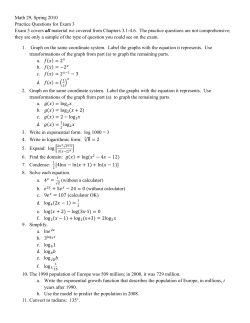 Math 29, Spring 2010 Practice Questions for Exam 3 Exam 3 covers