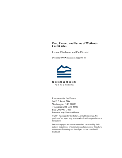 Past, Present, and Future of Wetlands Credit Sales