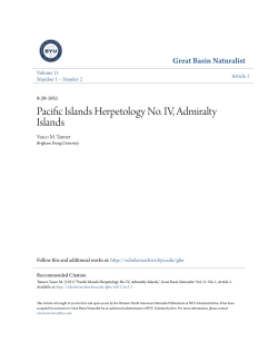 Pacific Islands Herpetology No. IV, Admiralty Islands
