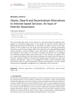 Giants, Dwarfs and Decentralized Alternatives to Internet