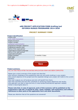 eMS Project Application Form drafting tool ENG - Estonia