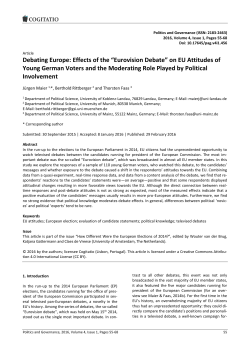 Debating Europe: Effects of the &ldquo;Eurovision Debate
