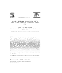 Solubility of NH and apparent pK of NH in human plasma, isotonic