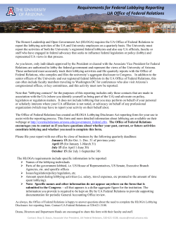 Lobbying Disclosure Act - University Secretary