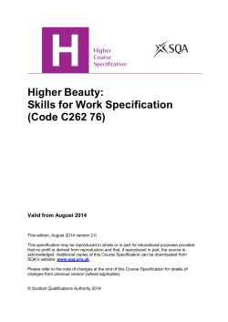Higher Beauty: Skills for Work Specification (Code C262 76)