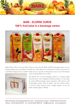 BARI &ndash; ElopAk CuRvE 100 % fruit juice in a beverage carton